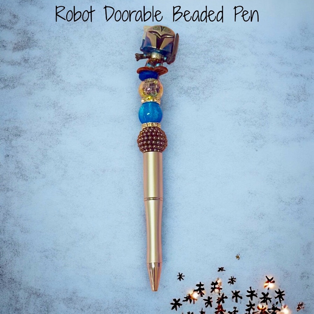💙🆕💙Handmade Bling Beaded Doorable Pens (Robot)